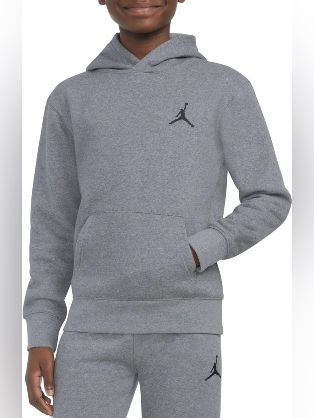 Nike | Youth Jordan Heather Grey Pullover Hoodie Black Jordan Logo Sz XL(13-15)
